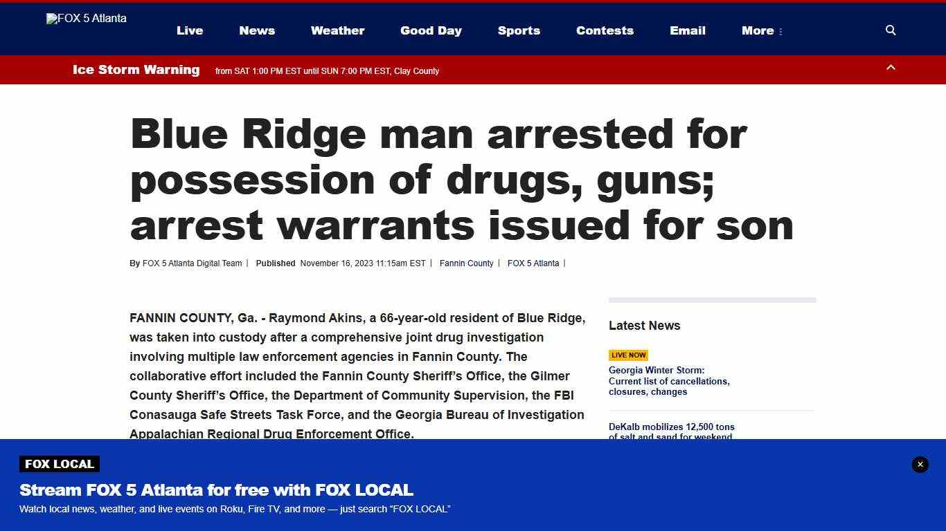 Blue Ridge man arrested for possession of drugs, guns; arrest warrants issued for son FOX 5 Atlanta