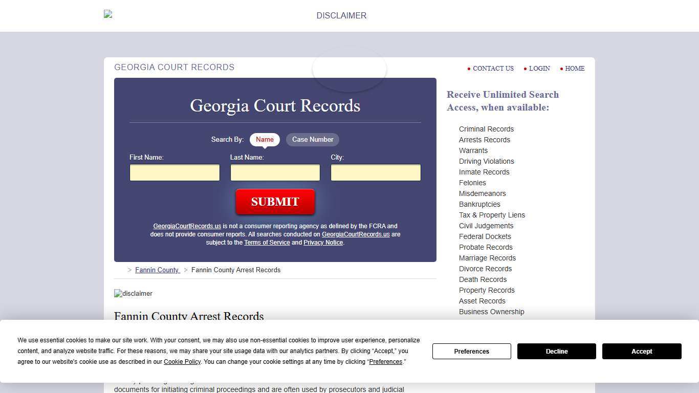 Fannin County Arrest Records GeorgiaCourtRecords.us